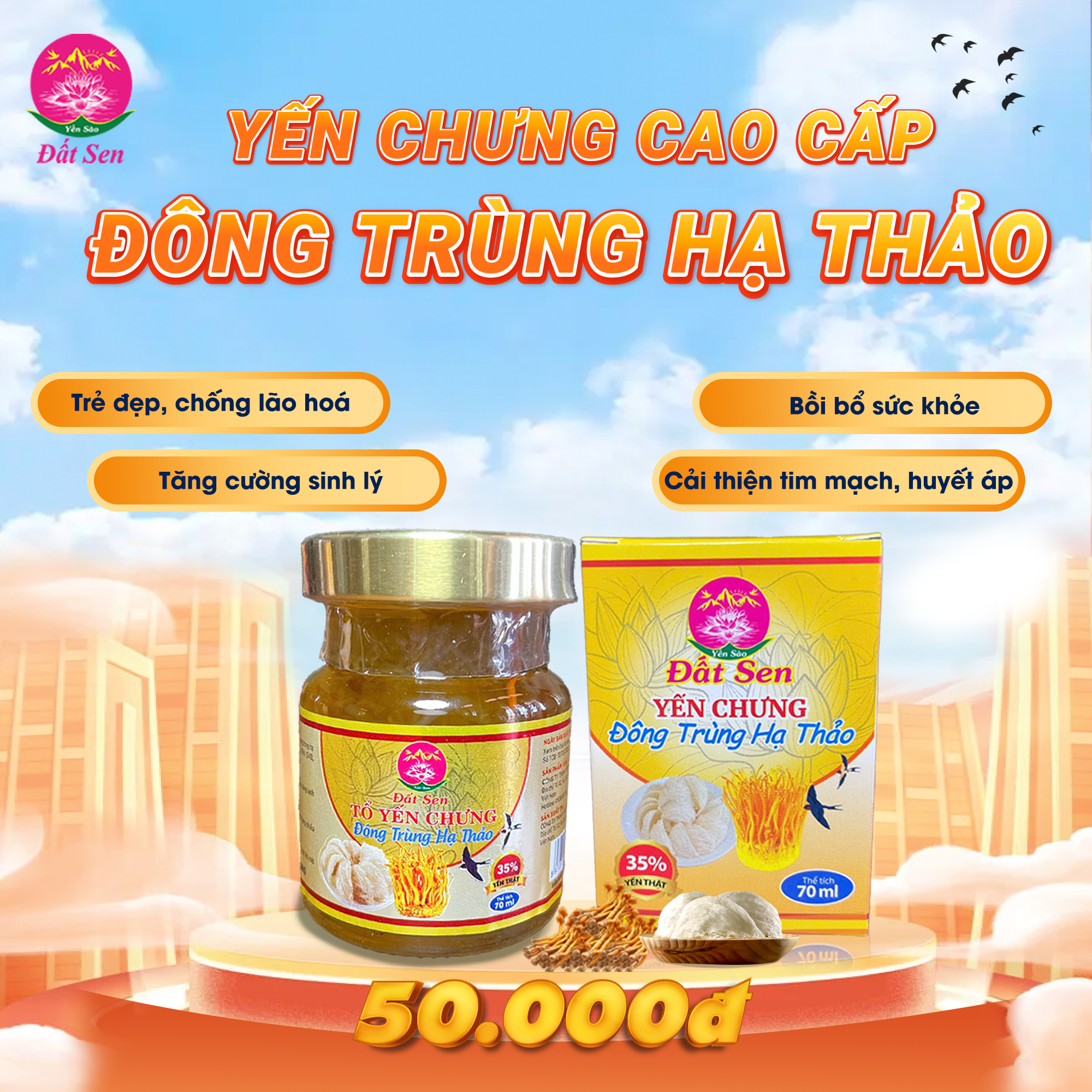 Yến Chưng Đông Trùng Hạ Thảo Đất Sen
